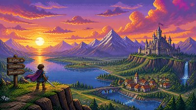 sweeping panoramic landscape with a dramatic sky
