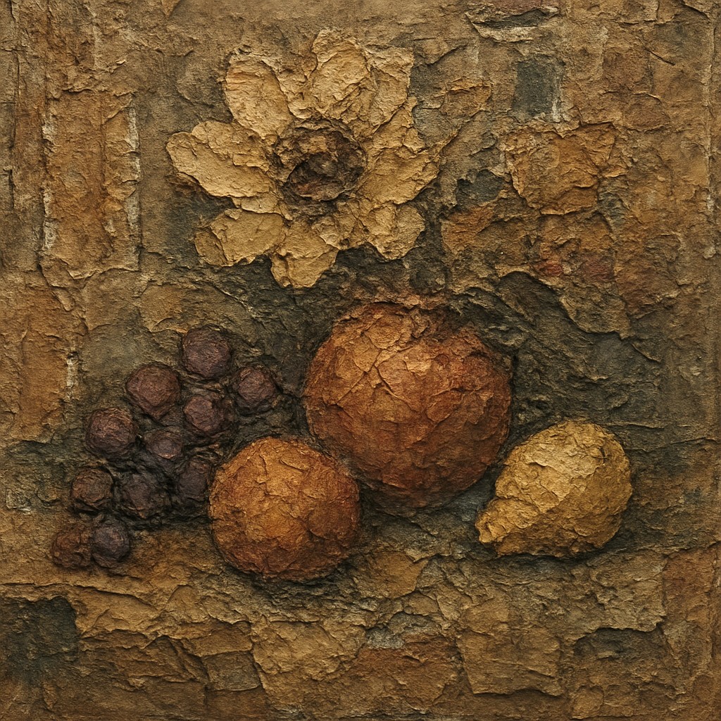 still life arrangement of fruits and flowers