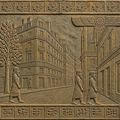 Mesopotamian Relief Art Style Style Transfer Example