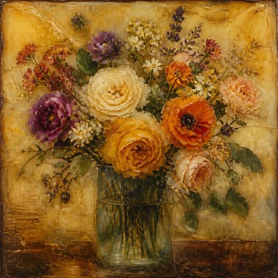 bouquet of flowers in a glass vase