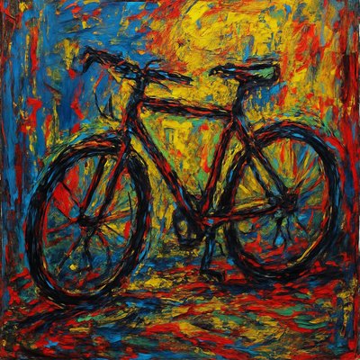 bicyle resting against a wall