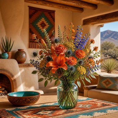 bouquet of flowers in a glass vase