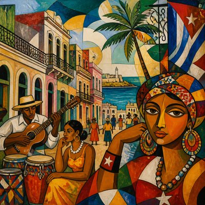 wide landscape with natural scenery — Cuban Art Style