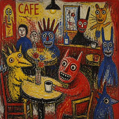 cozy cafe interior with warm lighting