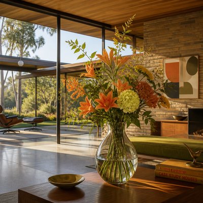 bouquet of flowers in a glass vase