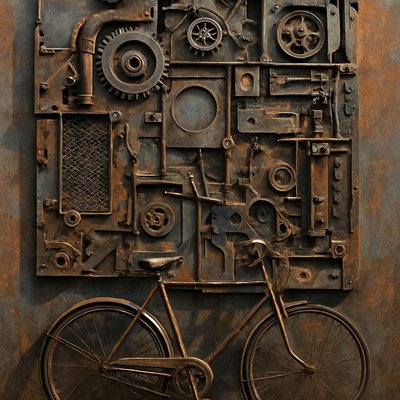 bicyle resting against a wall