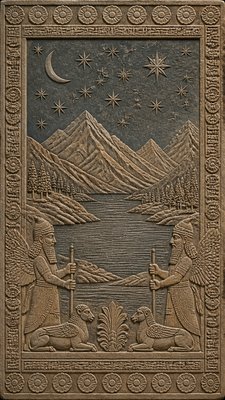a tranquil mountain lake beneath a starry night sky, no people, no text