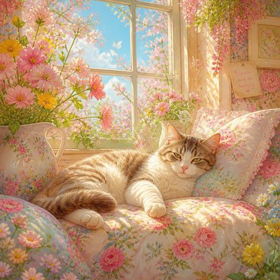 a cat lounging in a sunlit window