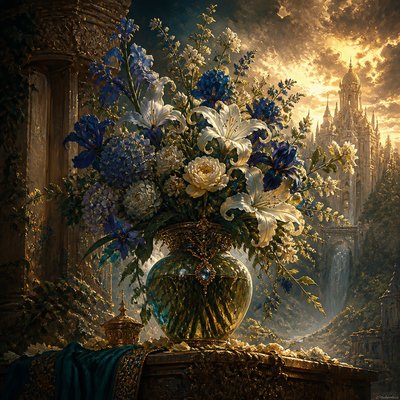 bouquet of flowers in a glass vase