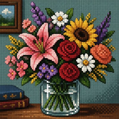 bouquet of flowers in a glass vase