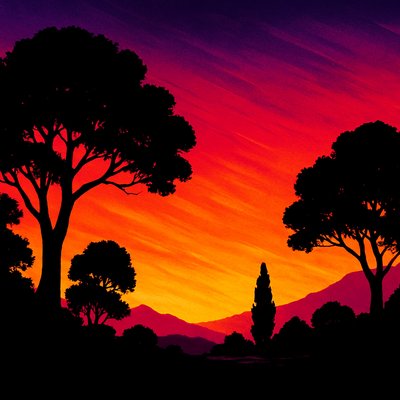 Sunset Silhouette Art Style preview 2