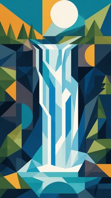towering waterfall cascading down a cliff