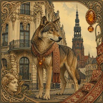 animal standing in natural pose — Latvian Art Style