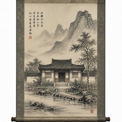 house with front view — Scroll Painting Style