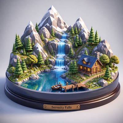 wide landscape with natural scenery — 3D Art Style