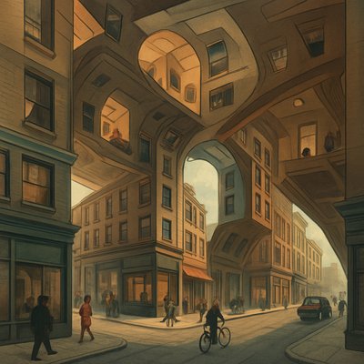 urban street with city activity