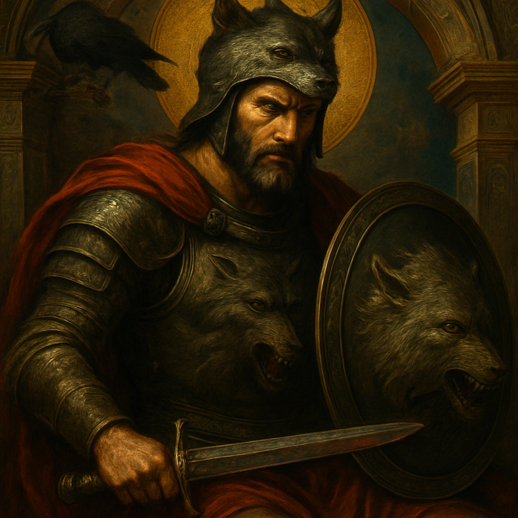 Benjamin shall ravin as a wolf: in the morning he shall devour the prey, and at night he shall divide the spoil.
(Genesis 49:27 KJV)A powerful and dynamic illustration of a figure embodying the Tribe of Benjamin, inspired by the 'ravenous wolf' prophecy. The figure should be an intensely focused, battle-hardened warrior, perhaps with a stylized wolf motif on his armor or shield.The central figure should display the ferocity of a wolf in motion, but the discipline of a true leader in rest. High-detail fantasy illustration, cinematic lighting, tribal warrior aesthetic, emphasis on the duality of conquest and provision.
