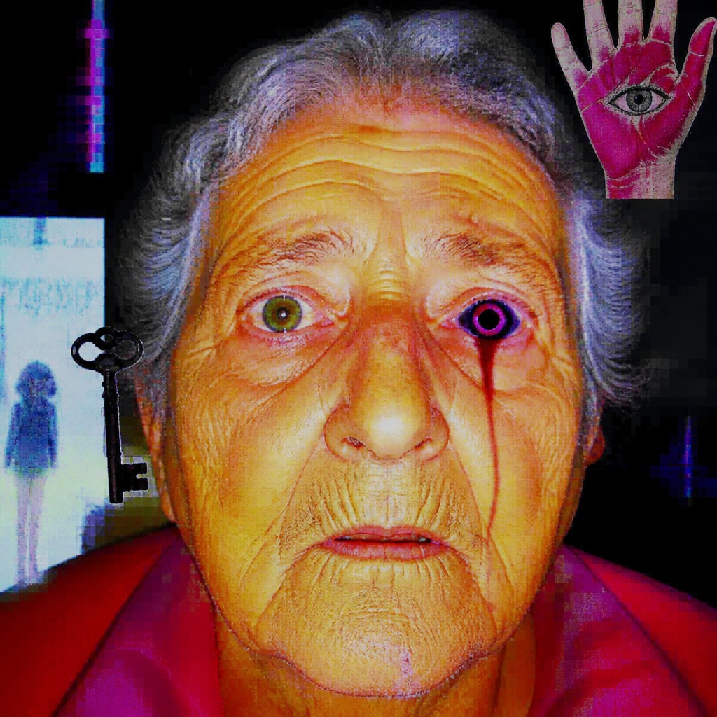 close-up portrait of an elderly person with expressive weathered features — Weirdcore Aesthetic