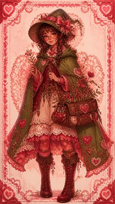 full-body original character: a wandering botanist with a satchel of plants, a patched green cloak, tall boots and round glasses, neutral background