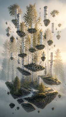 a serene birch forest in soft morning light, no people, no text