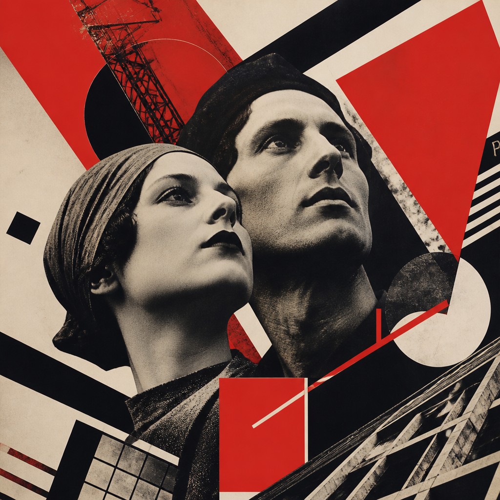portrait of two people together — Moscow Avant-Garde Art Style