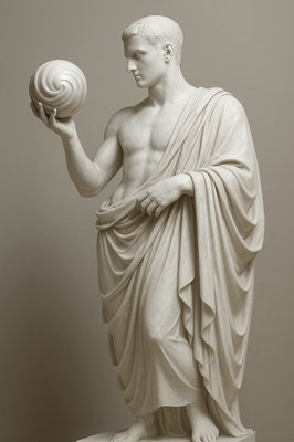 a statue of a man holding a ball