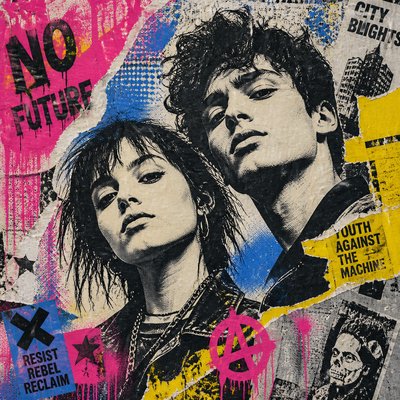 portrait of two people together — Street Art Poster Design