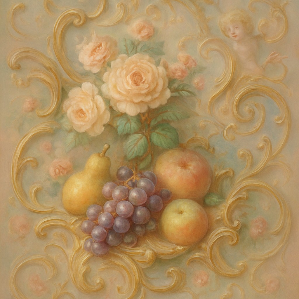 still life arrangement of fruits and flowers