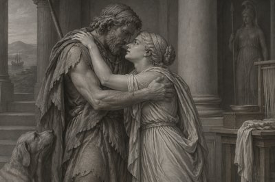 Odysseus reunites with Penelope