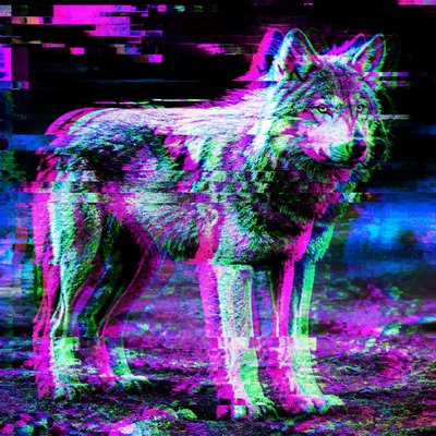 animal standing in natural pose — Digital Glitch Modern Art Style