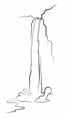 towering waterfall cascading down a cliff