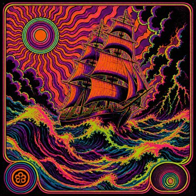 sailing ship on a stormy sea
