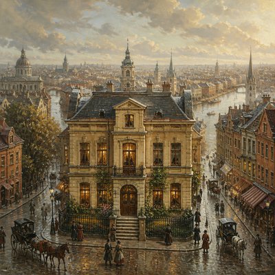house with front view — Cityscape Painting Style