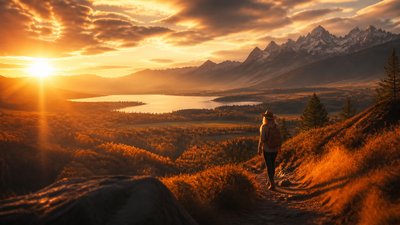 sweeping panoramic landscape with a dramatic sky
