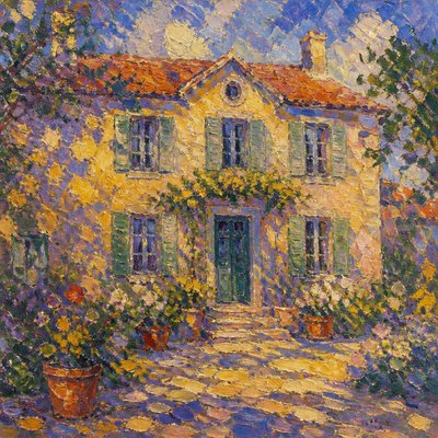 house with front view — Impressionist Still Life Art Style