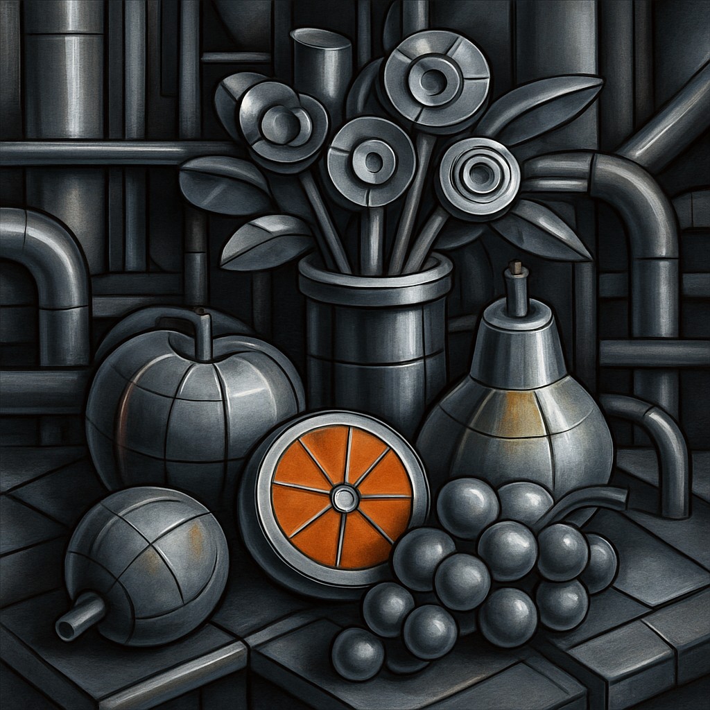 still life arrangement of fruits and flowers