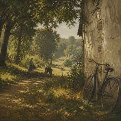 bicyle resting against a wall — Barbizon Art Style