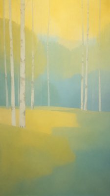 a serene birch forest in soft morning light, no people, no text
