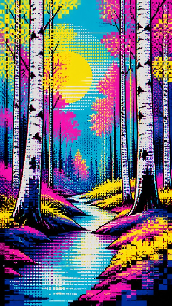 a serene birch forest in soft morning light, no people, no text
