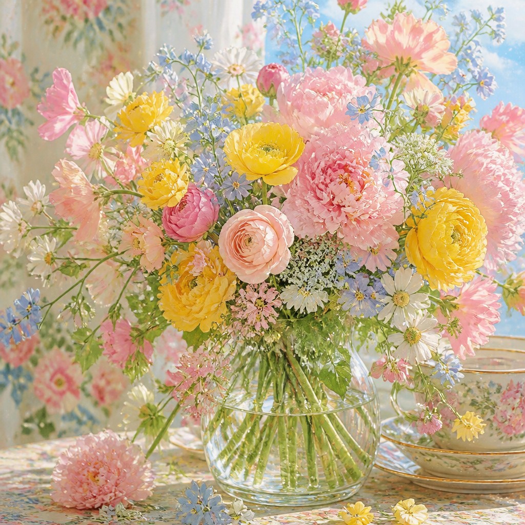 bouquet of flowers in a glass vase — Bloomcore Aesthetic