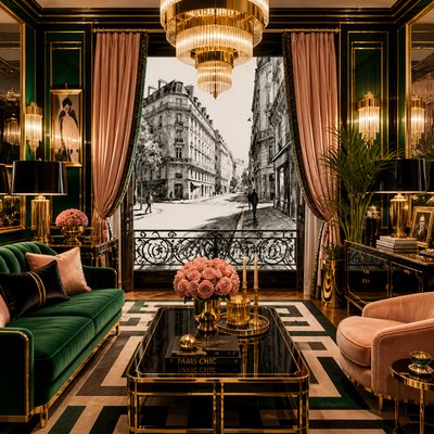 Hollywood Regency Interior Design Style Transfer Example