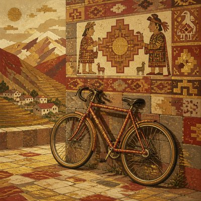 bicyle resting against a wall — Peruvian Art Style