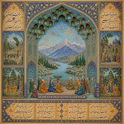 serene landscape with mountains and water