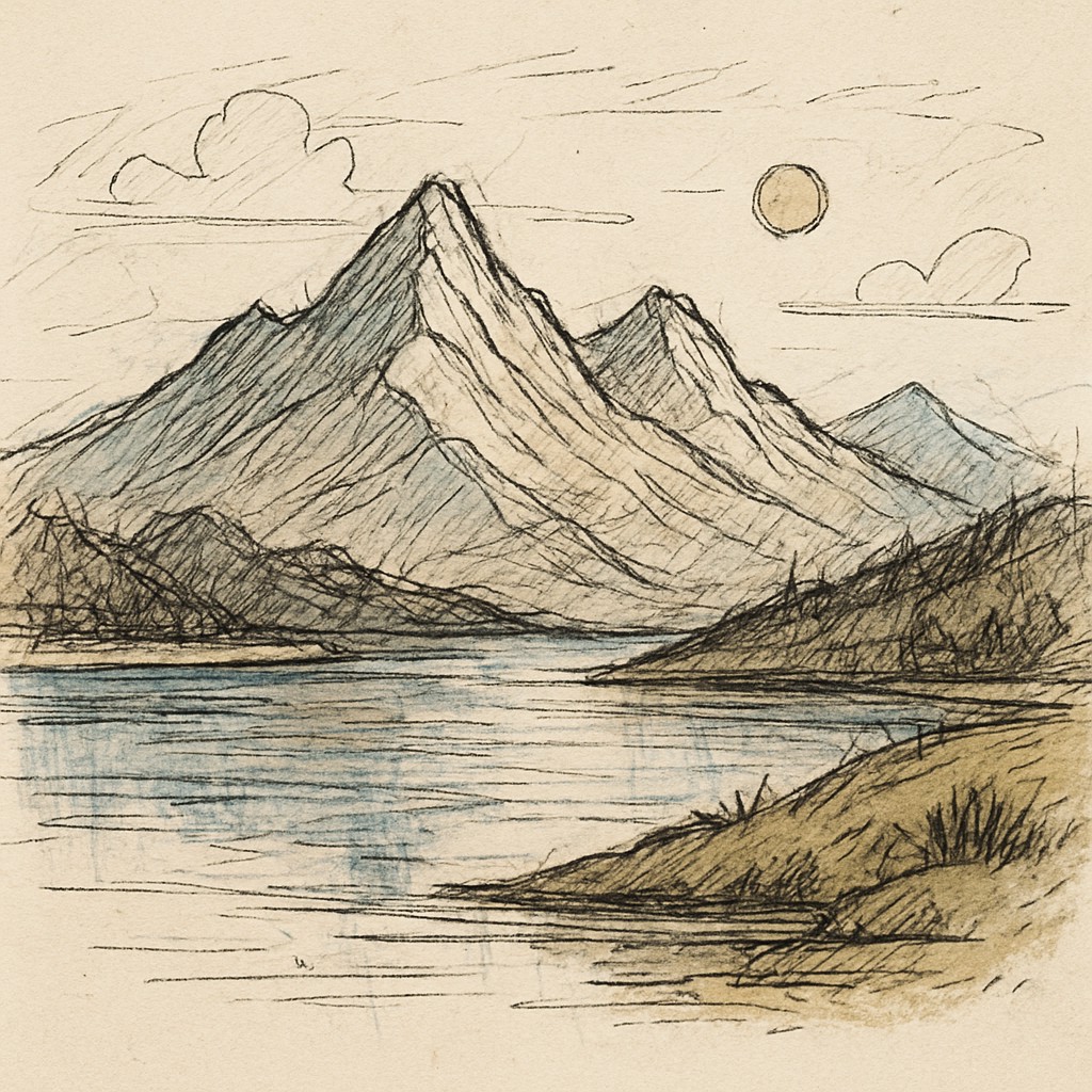 serene landscape with mountains and water