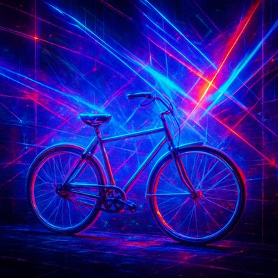 bicyle resting against a wall