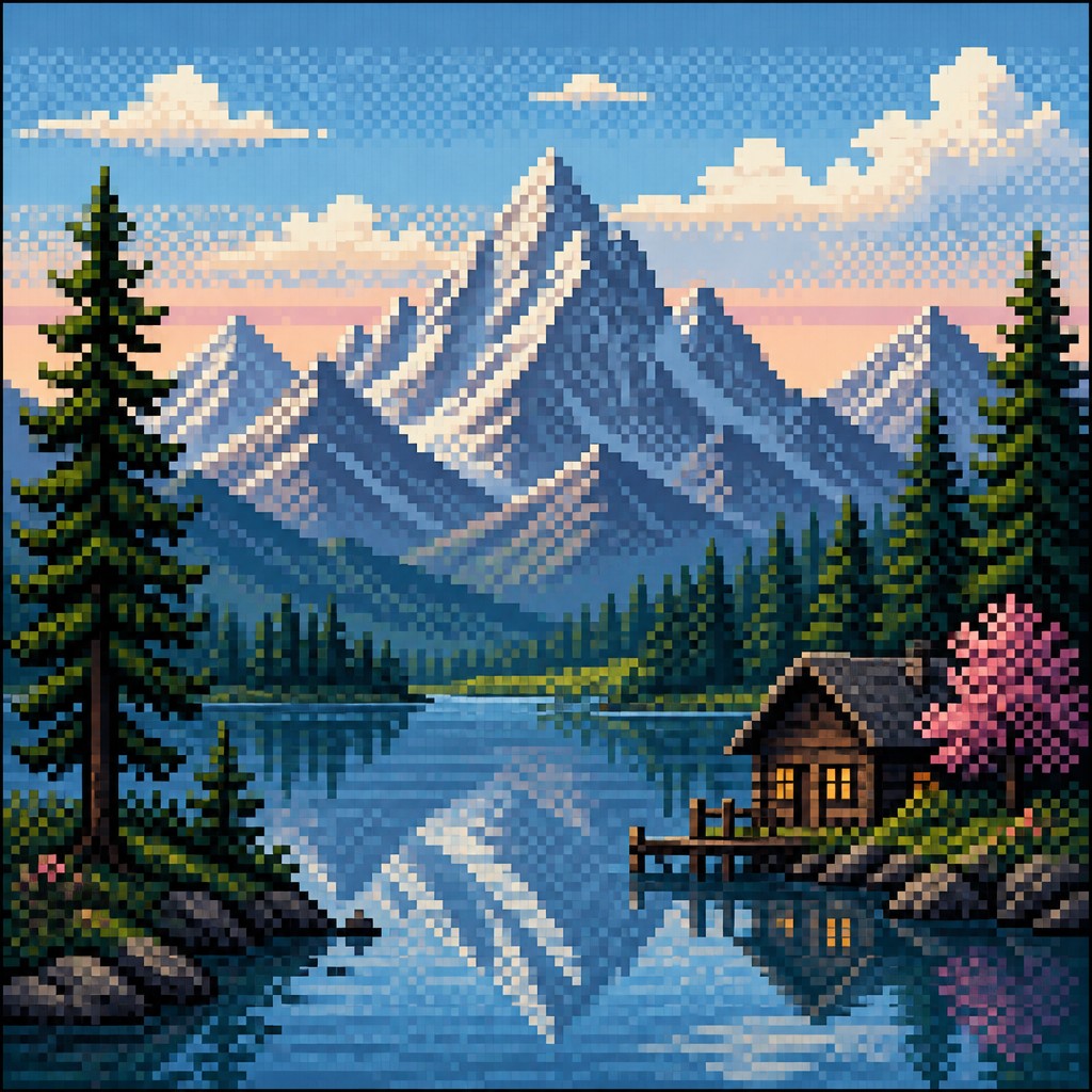 serene landscape with mountains and water