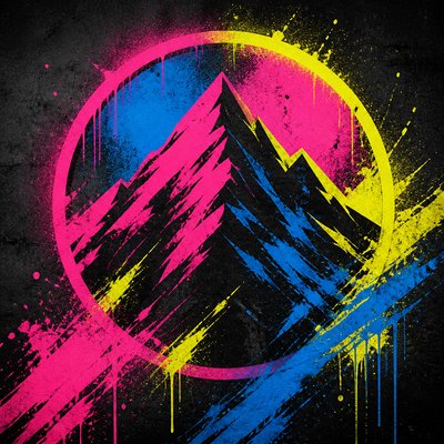 an emblem of a mountain peak inside a circle, simple bold shapes on a plain background, no text or lettering