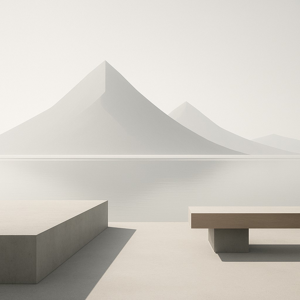 serene landscape with mountains and water