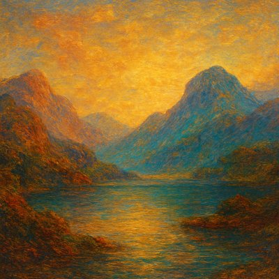 serene landscape with mountains and water
