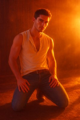 a man sitting on the ground with his hands on his hips